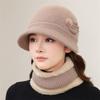 Winter new knitted wool hat women's ear protection warm pullover hat with scarf fashionable versatile cold hat winter