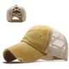 Washed Ponytail Baseball Cap Women's Summer, Spring and Autumn Old Outdoor Sunscreen Cap, a Solid Color Cap