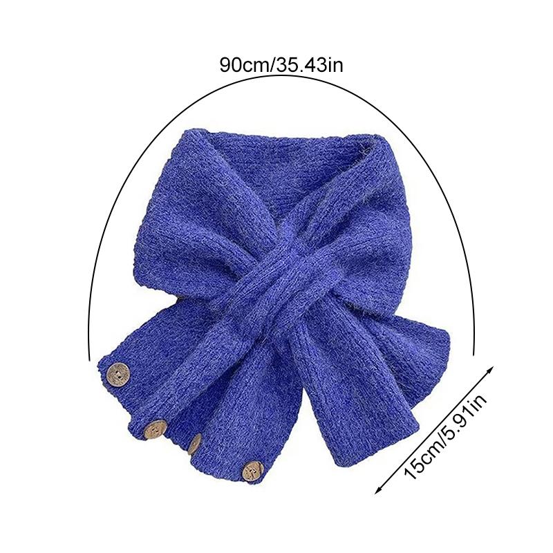 1PC Fashion Winter Warm Cross Scarf Solid Color Knitted Neckerchief Windproof Cold-proof Neck Guard