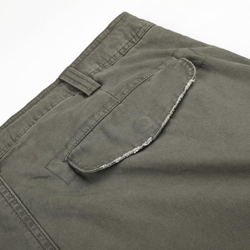 Mens High Street Fashion Cargo Pants Solid Color Loose Fit Distressed Hem Casual Trousers