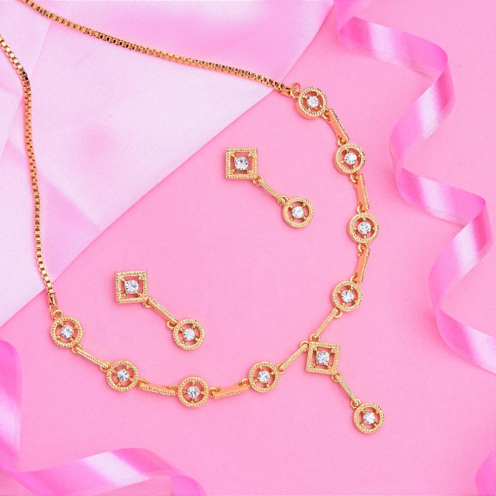 Комплект ожерелья Estele с позолотой 24 карата геометрической формы из австрийского кристалла для женщин