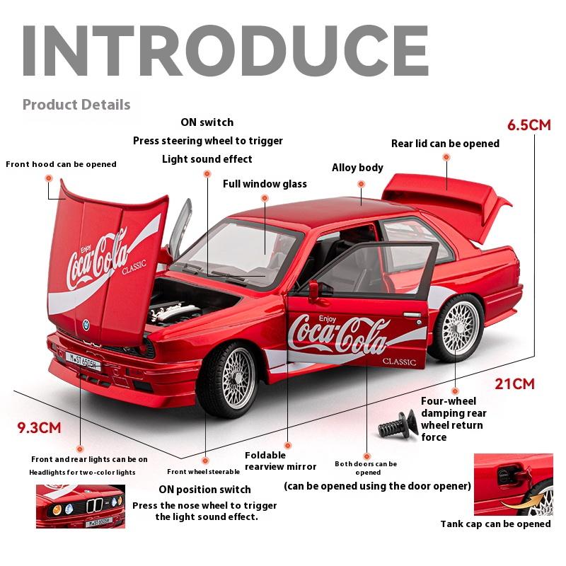 1/24 BMW M3 E30 Soda Version Boxed BMW Alloy Car Model, Suitable for Toy Cars for Children Aged 3-12 Years Old, Adults Can Collect Ornaments and Gifts