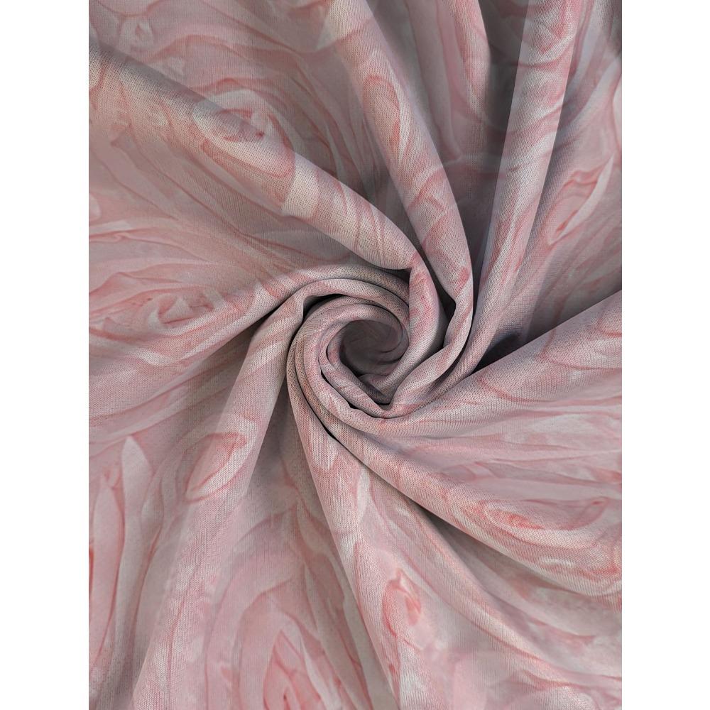 Women's Plus Size Pocket Design Pink Rose Print Loose Long Sleeve T-Shirt