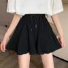 Summer Shorts Skirts Women Elastic High Waist Casual Wide Leg Shorts Korean A Line Loose Mini Skirt Black Short Pants