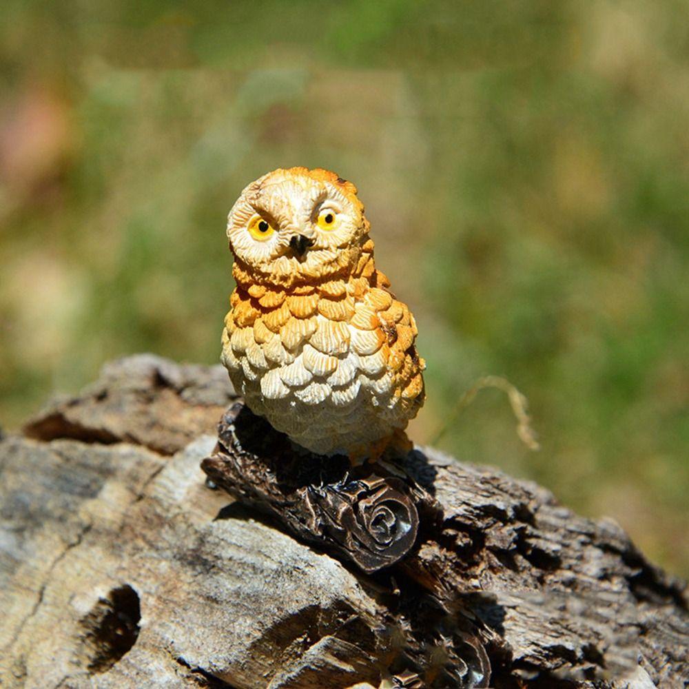 Owl Figurine Resin Realistic Adorable Owl Fairy Garden Decoration Ornament Miniature Animals Landscape Home Decor Accessory
