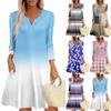 Women's Summer Dress Loose V Neck Three-quarter Sleeve Sundress With Pockets Dress