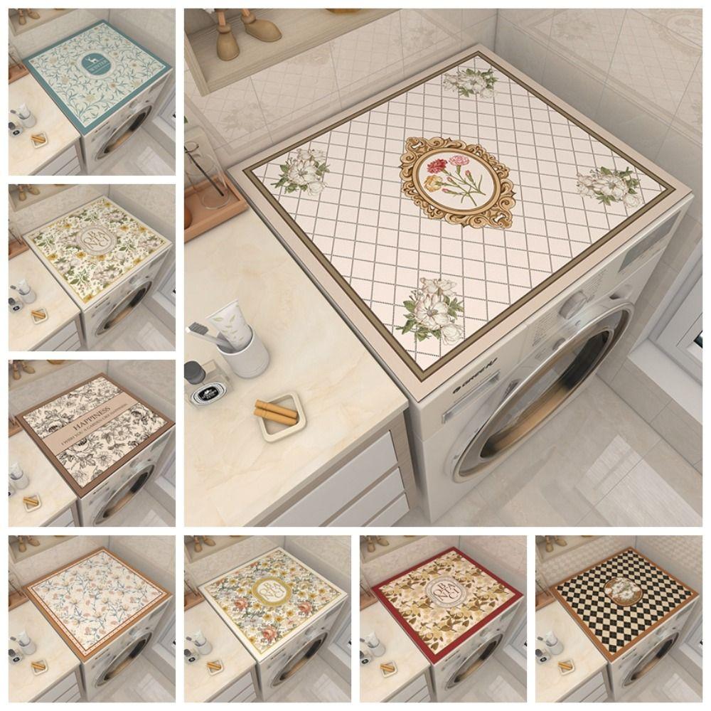 Напечатанный чехол для стиральной машины от пыли, противоскользящий впитывающий коврик на холодильник, устойчивый к мытью и грязи, напольный коврик для дома