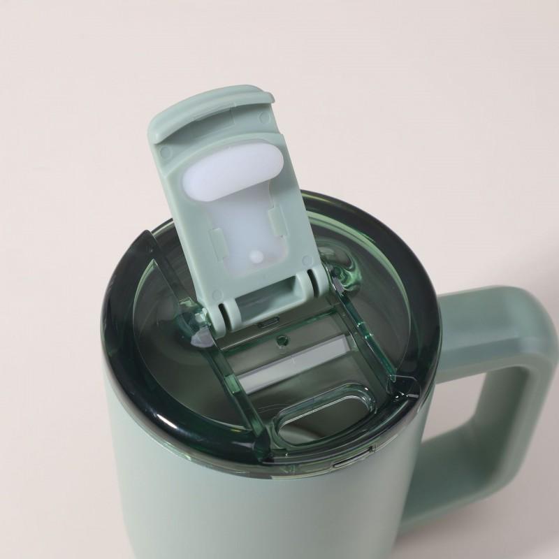 Stainless Steel Travel Mug With Handle - Vacuum Insulated Coffee Cup Office Home Commute 15oz Leakproof Lid