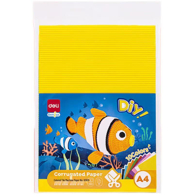 Deli 83613 A4 10-Color Corrugated Craft Paper