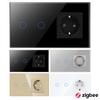 WiFi Smart Life 1/2/3/4 Клавишный Светодиодный Двухполюсный Настенный Выключатель и Розетки Германии Сенсорная Панель Водонепроницаемый Прочный EU Стиль Стеклянная Панель