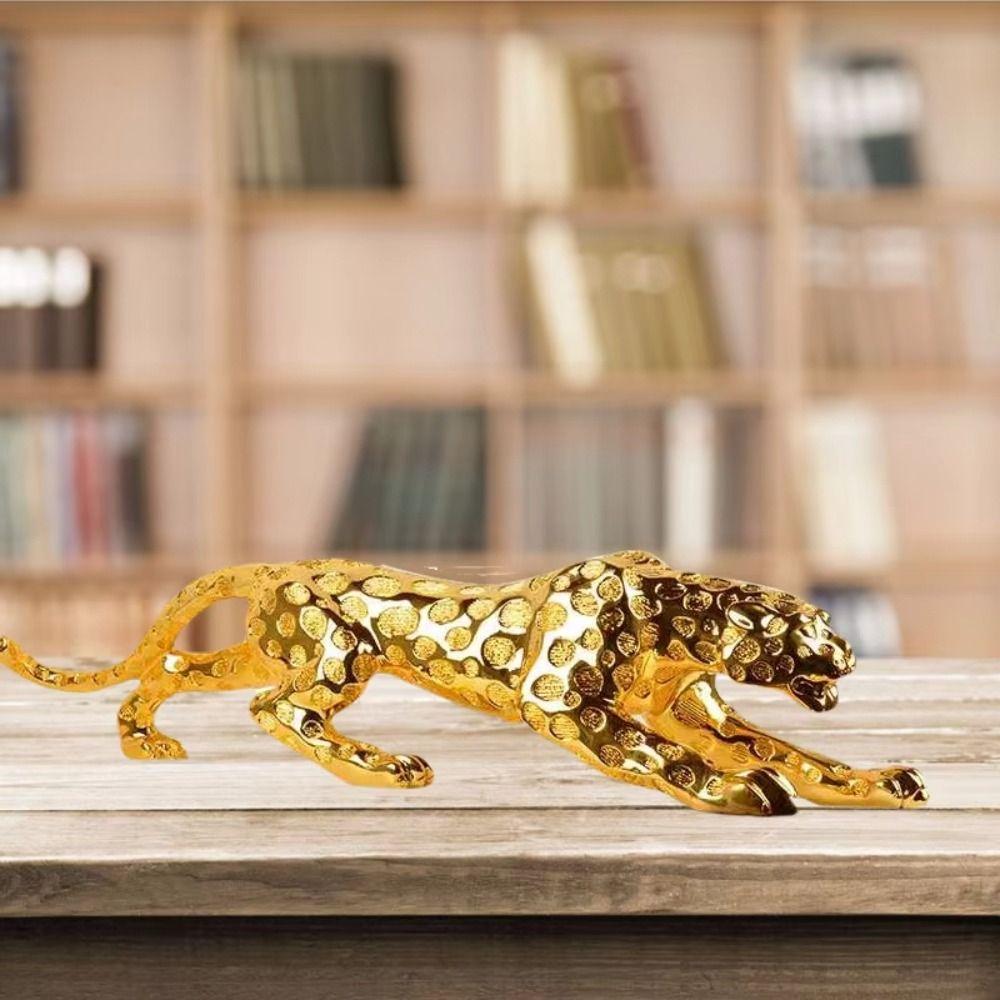 Lucky Animal Leopard Figurines Gold Brass Leopard Miniatures Vintage Cheetah Small Statue Tea Pet