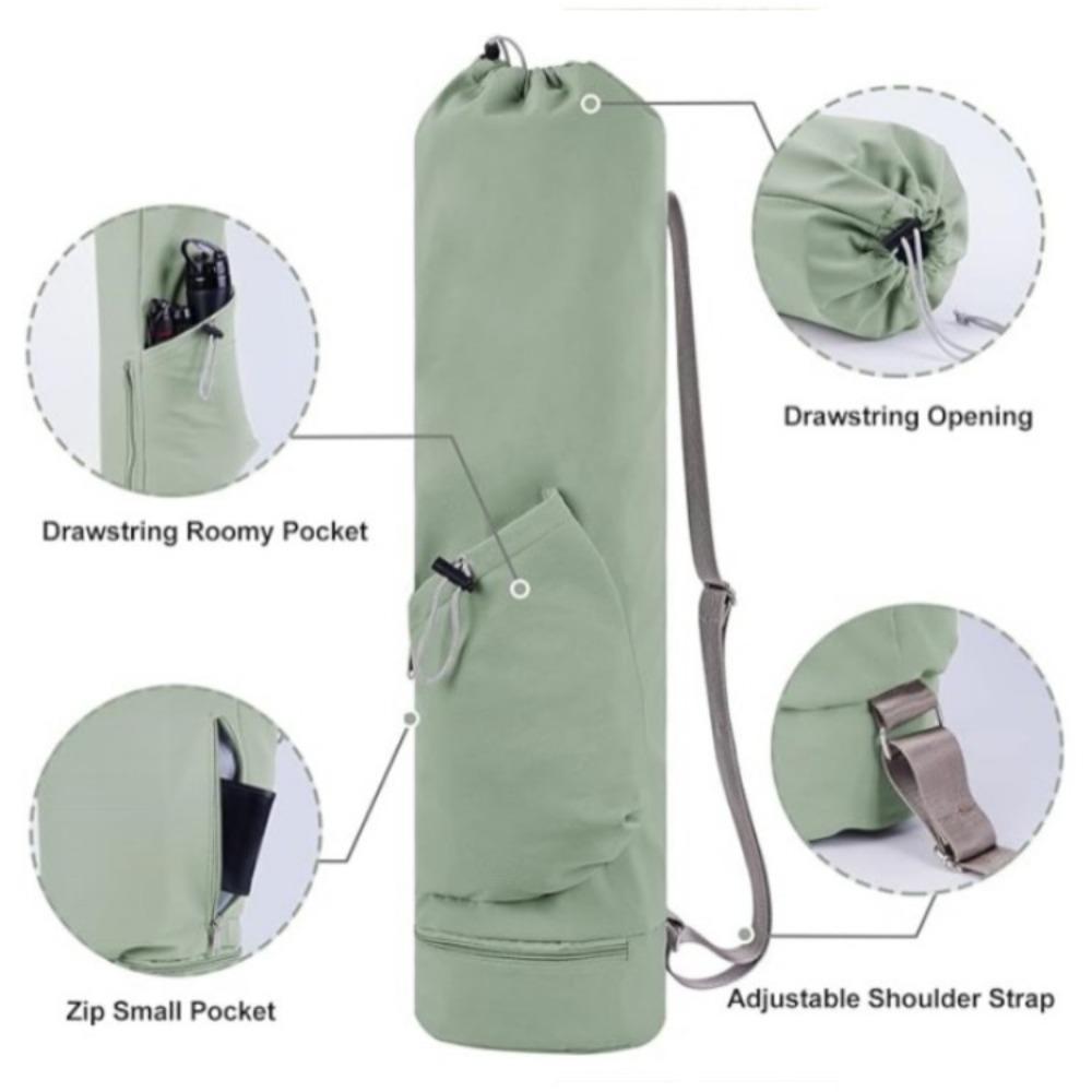 Full-Zip Canvas Exercise Yoga Mat Bag Waterproof Pilates Mat Backpack Yoga Mat Holder Women