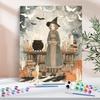1pc Painting On Numbers Cute Witch Halloween Gift Easy Hand Drawn Picture Paint Home Furnishing Decoration 40x50cm/16x20inch Without Frame