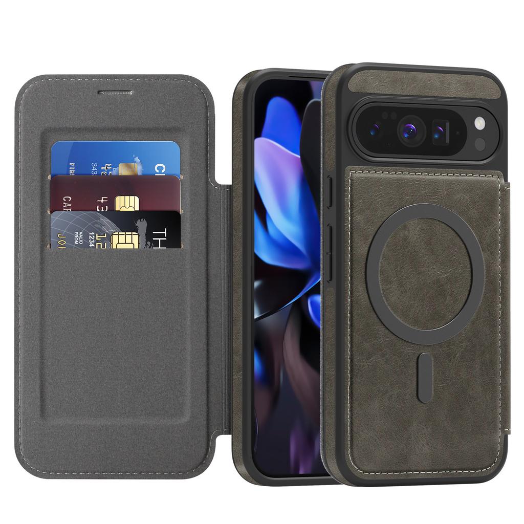 For Google Pixel 10 Pro Xl 9a 9proXl 8 Pro Card Holder Flip Magnetic Wireless Charging Business Retro Phone Case Leather Cover