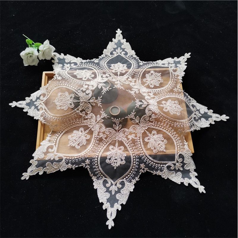 Lace Embroidered Tablecloth Tea Table Lamp Cover Round Table Tablecloth Luxurious Cover