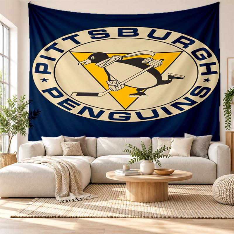 Pittsburgh Penguins Wall Tapestry, Soft Fabric Wall Hanging, Decorative Backdrop For Bedroom Home Wall Art