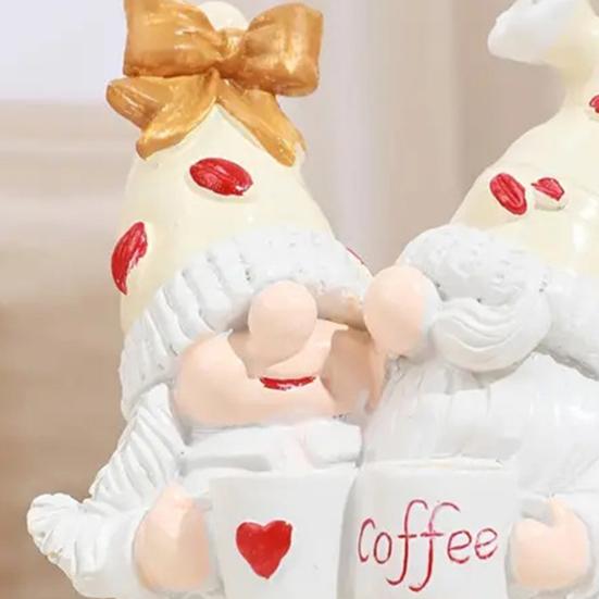 Кофейная пара Фигурка гнома Статуэтка гнома из смолы Безликая скульптура эльфа Рождество Домашний офис Кафе Кофе