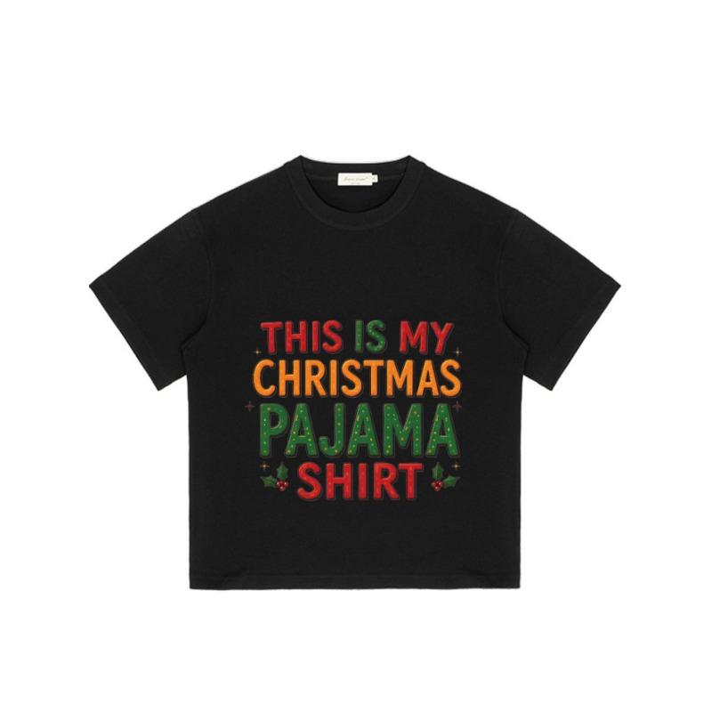 Christmas T Shirt Black This Is My Christmas Pajama Shirt Print Holiday Party Wear