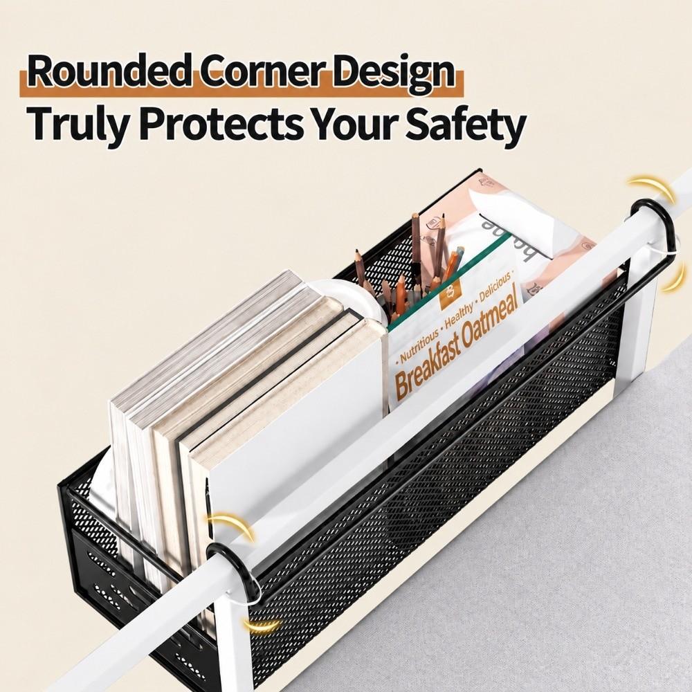 Space-saving Bedside Storage Basket Iron Bed Bedside Shelf Holder Kitchen Bathroom