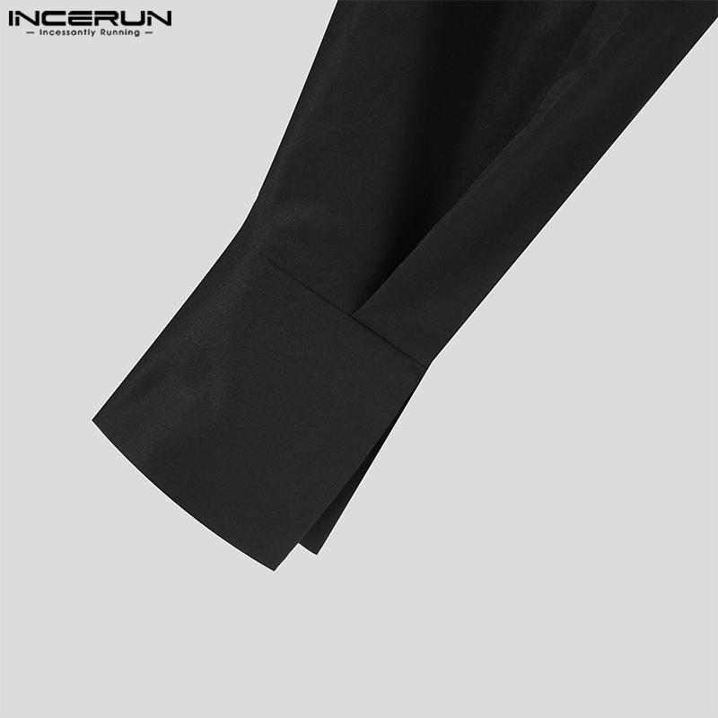 INCERUN Мужские топы нерегулярной формы с длинными рукавами и вырезами с открытыми плечами и перекрестным разрезом