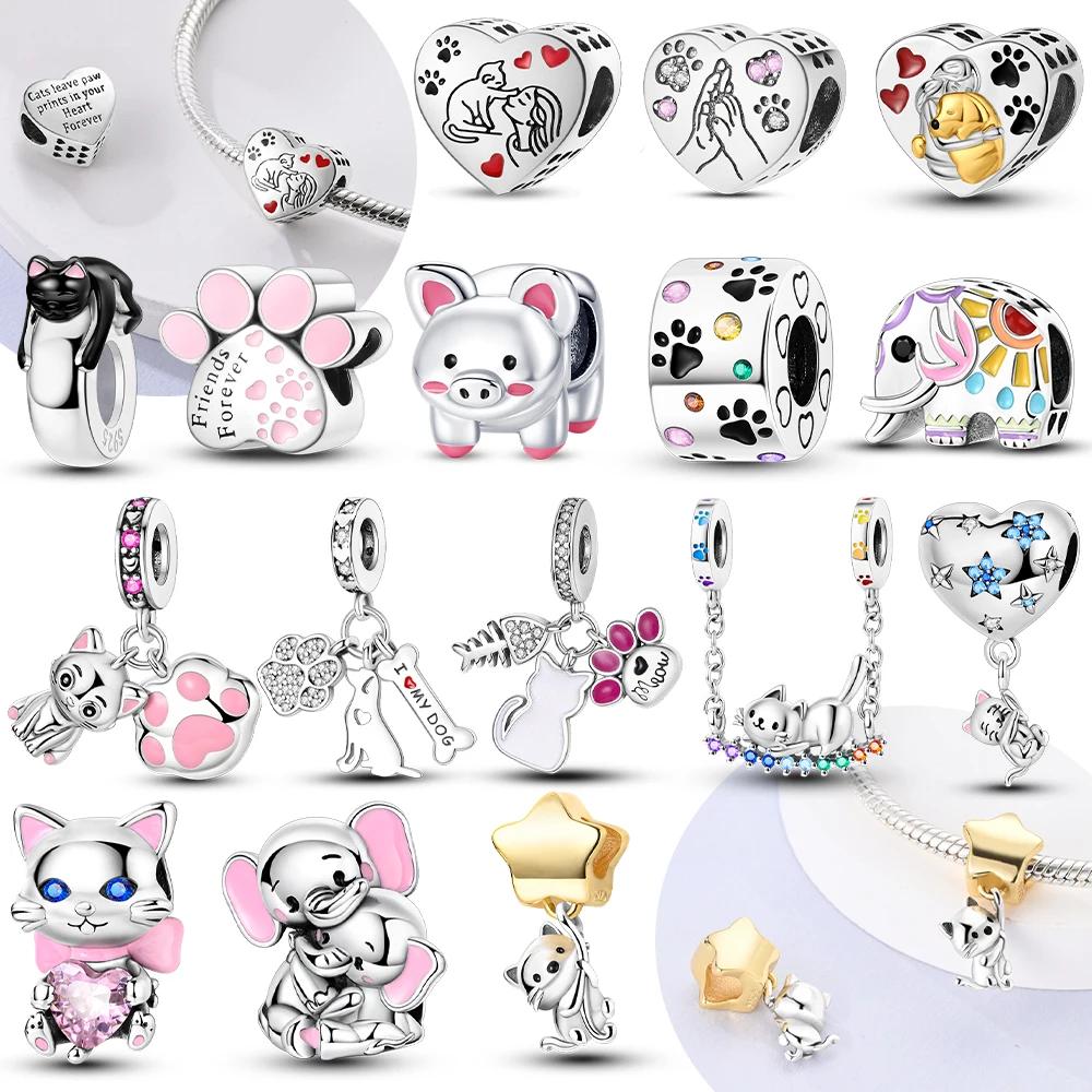 Шармы Бусины Животные Оригинальная Медная Серия Собака Кошка Домашние Животные Подходят для Браслета Сделай Сам Милые Подвески Для Женщин Модная Бижутерия Подарок