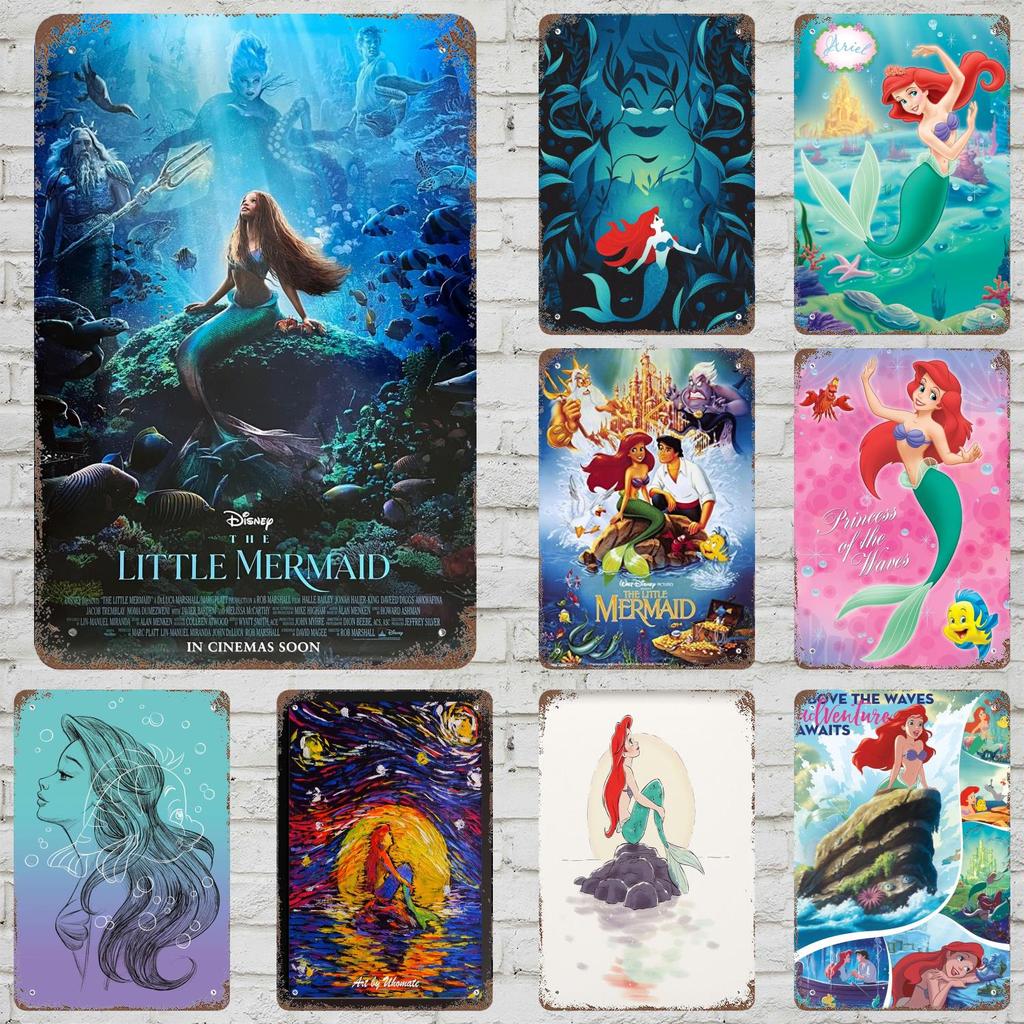 MINISO The Little Mermaid (Signature Edition) Decor Poster Tin Sign Metal Sign Decorative Plaque Pub Bar Cave Wall Decoration