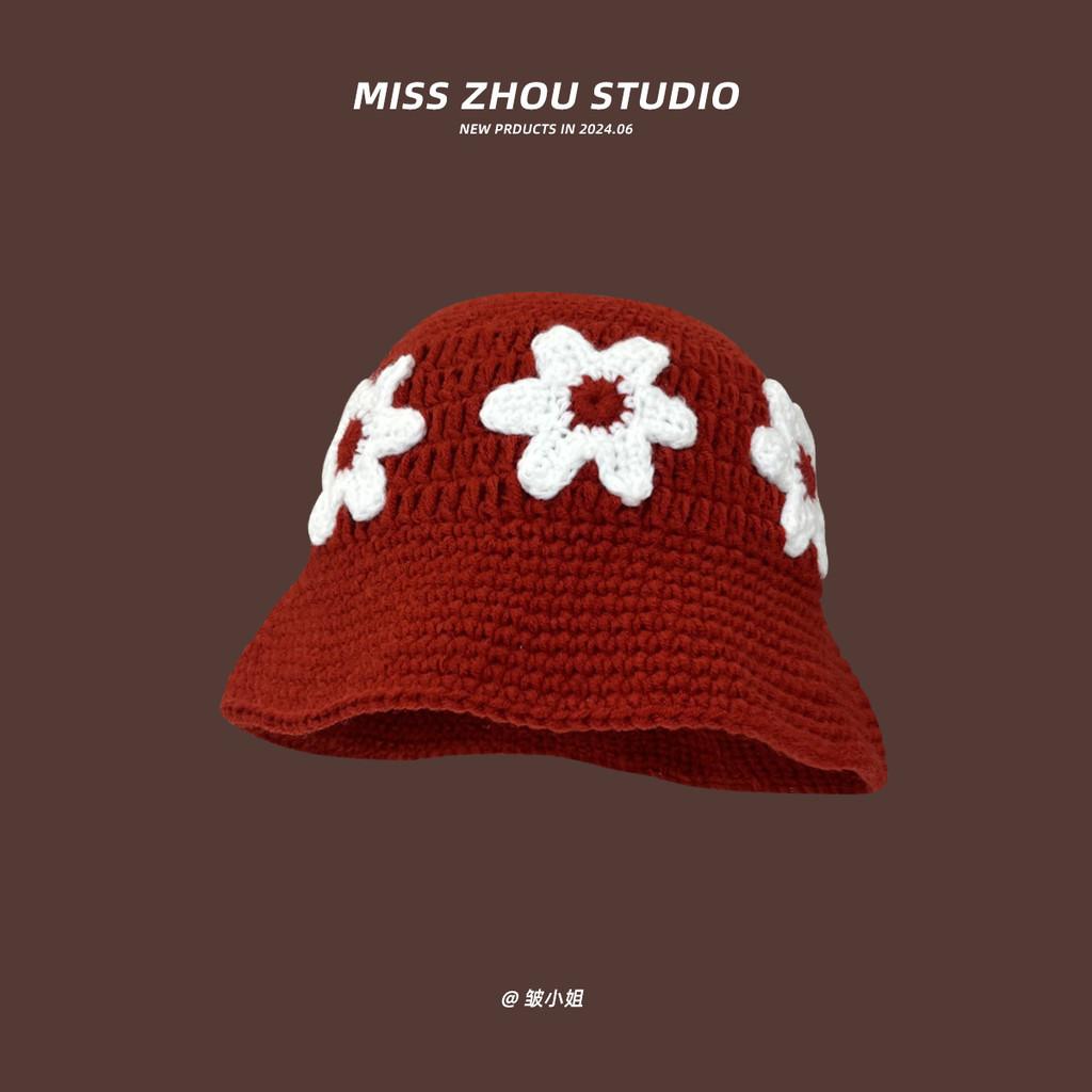 Винтажная очаровательная вязаная панама с цветочным узором для женщин, идеально подходящая для уютных осенних и зимних дней