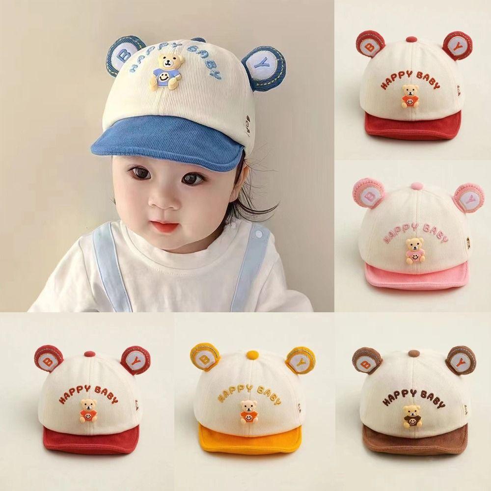 Cartoon Bear Kids Baseball Caps Adjustable Sunshade Visor Hat Korean Baby Peaked Caps Boys Girls