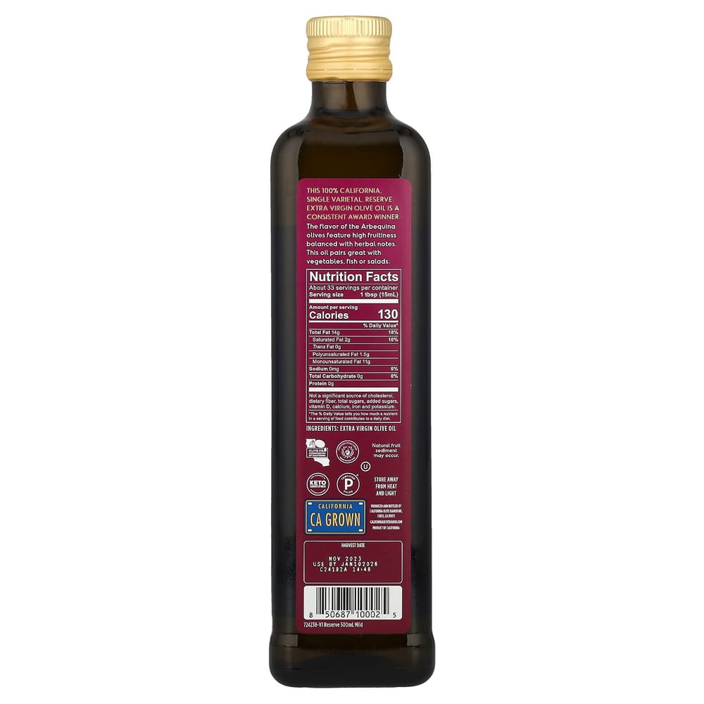 California Olive Ranch 100% Калифорнийское Оливковое Масло Extra Virgin Сорт Арбекина 500 мл (16,9 жидких унций)