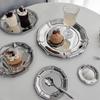 Round Shape Dessert Plate Mirror Surface Jewelry Display Tray  Wedding Party