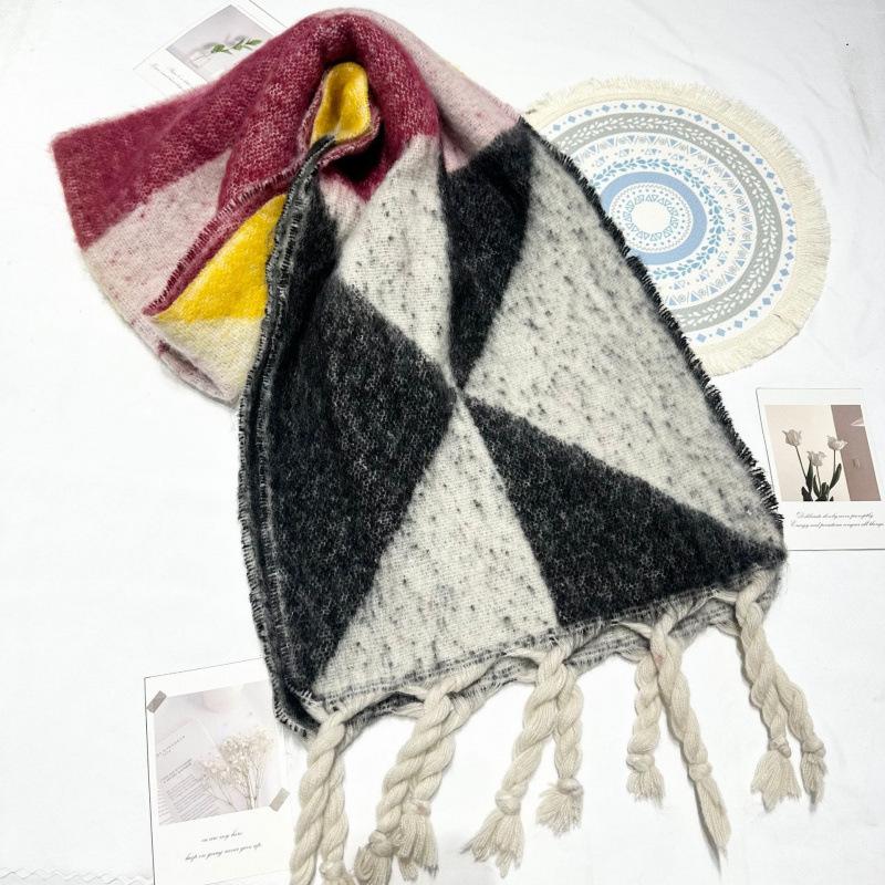 Contrasting Color Irregular Thickened Braids Warm and Long Fashionable and Versatile Thickened Scarf for Men In Autumn and Winter