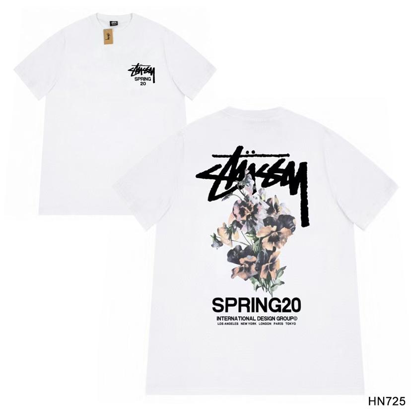 Stussy Летняя новая футболка из высококачественного хлопка с круглым вырезом для мужчин и женщин 2025 года, классический логотип с новым рисунком, парная футболка