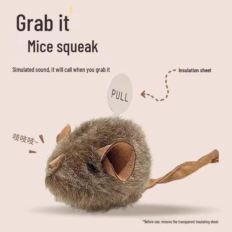 Электрическая пищащая плюшевая мышь игрушка для кошек - Устойчивая к царапанию и укусам игрушка-дразнилка для самостоятельной игры