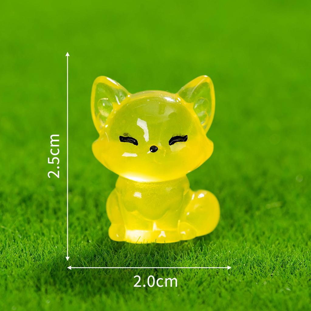 10Pcs Cartoon Mini Luminous Fox Animal Miniatures Resin Ornaments DIY Fairy Garden Decoration Moss Terrarium Micro Landscape