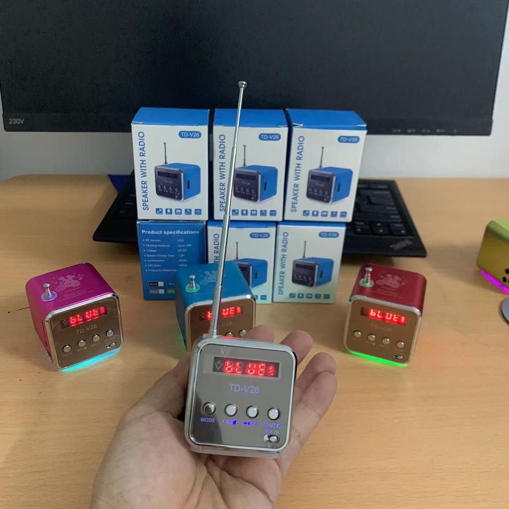 Портативная цифровая Bluetooth-колонка TD-V26, мини-радиоприемник FM, ЖК-дисплей, стереодинамик, поддержка карт SD/TF