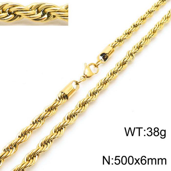 Durable Stainless Steel Rope Chain Necklace - Multi-Size, Titanium Steel for Men and Women