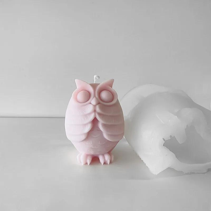 Высококачественная 3D силиконовая форма сова мультяшная для DIY ароматических свечей, гипсовых украшений. Милый животный рисунок совы. Для изготовления мыла, свечей ручной работы.
