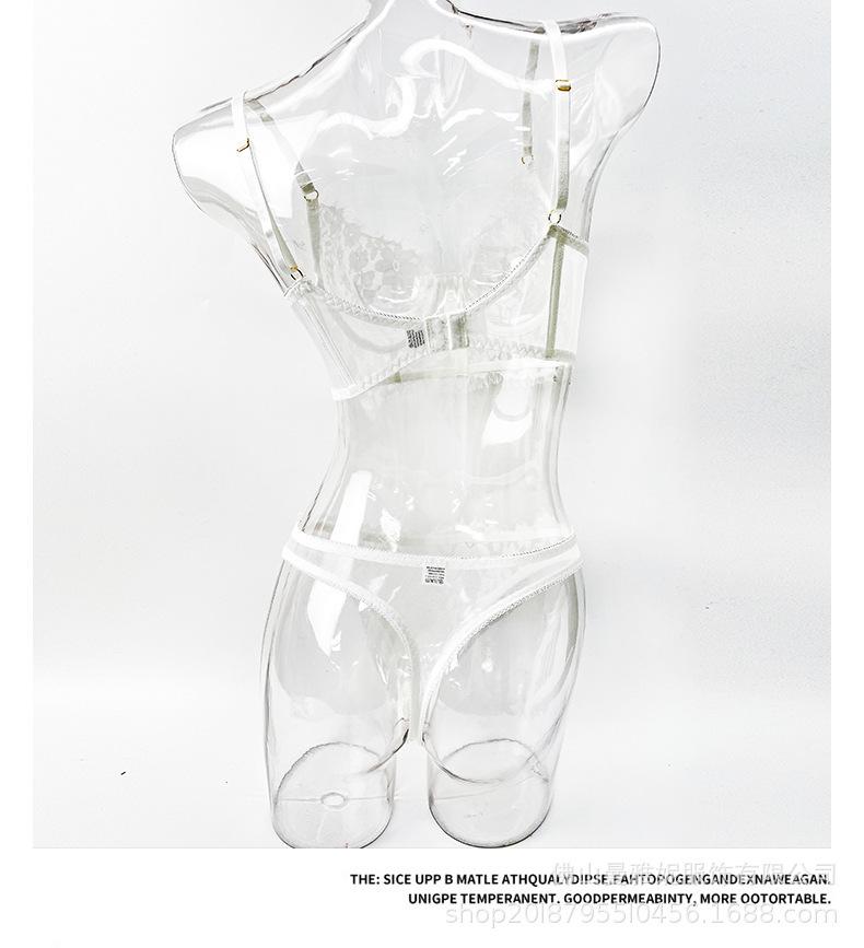 Сексуальный кружевной вышитый французский комплект бюстгальтера: Подтягивающий, Стройный вид, Супертонкий для большой груди