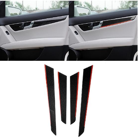 for Mercedes-Benz C-Class W204 2007-2013 Real Soft Carbon Fiber Center Console Gear Shift Panel Surround Cover Trim Kit Car Interior Accessories