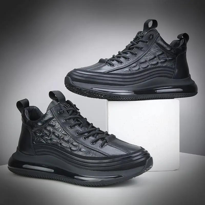2024 Осень Аллигатор узор Мужские кроссовки на шнуровке Повседневная платформа Вулканизированная обувь Мужские противоскользящие кроссовки Zapatillas Hombre