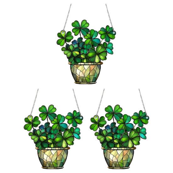 1/2/3 шт. Четырехлистный клевер, витражное стекло, декор, искусственная зелень, подарок для женщин, клевер ручной работы, цветное стеклянное растительное украшение