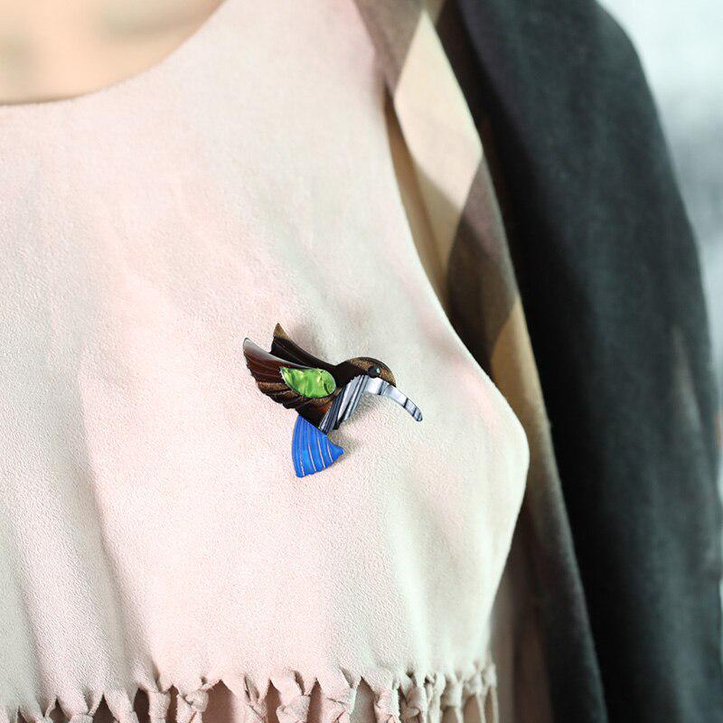 Blucome Cartoon Acrylic Hummingbird Brooches Pin Sweater Bag Suit Collar Clip Unique Design Jewelry For Women Girls Brooch Gift
