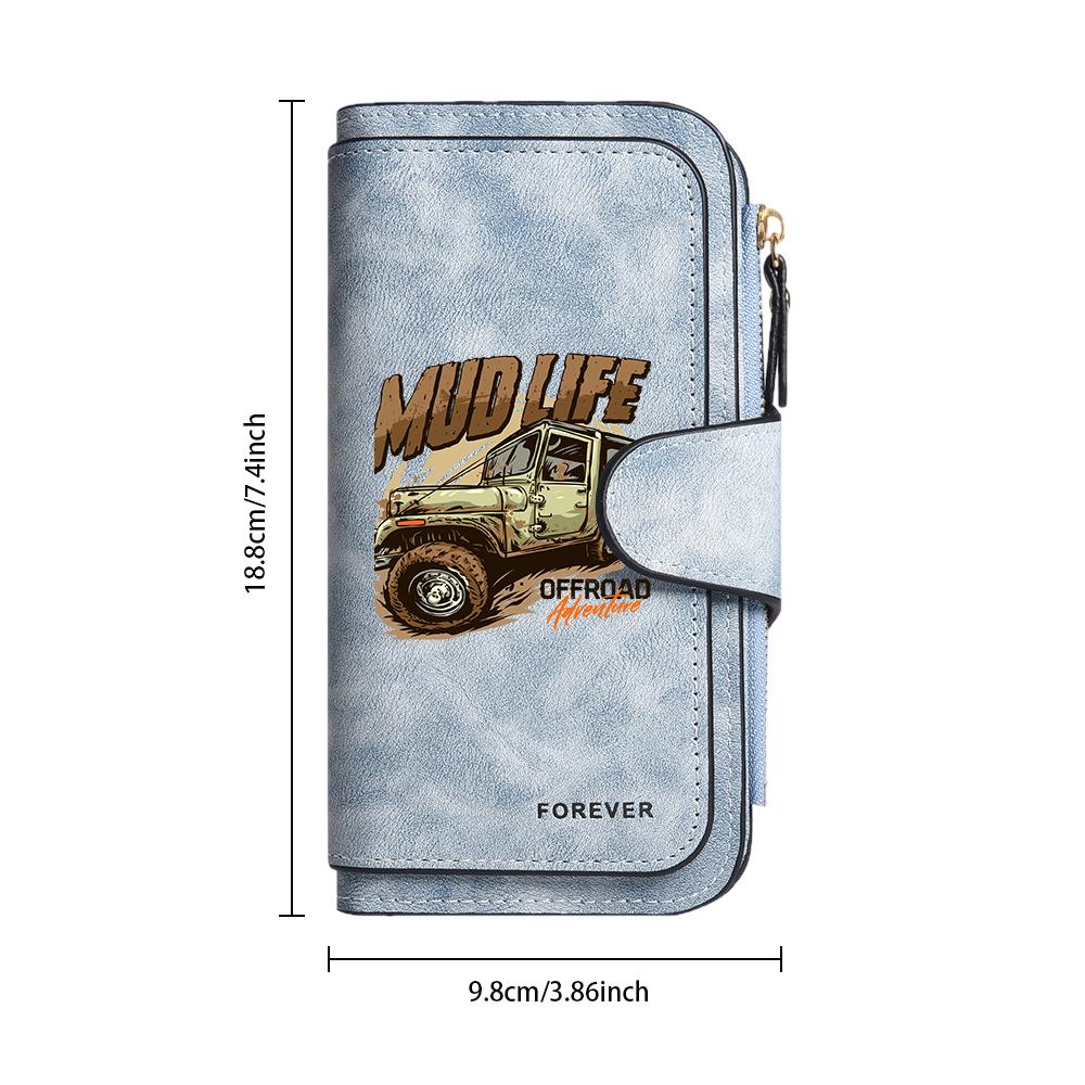 Mud Life Offroad PU Long Wallet for Outdoor Adventure Stylish Portable Card Holder Purse