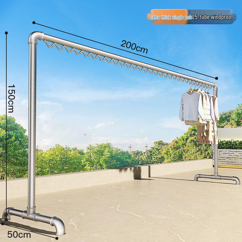 Windproof Outdoor Galvanized Steel Clothes Drying Rack with Thickened Pipes for Balcony