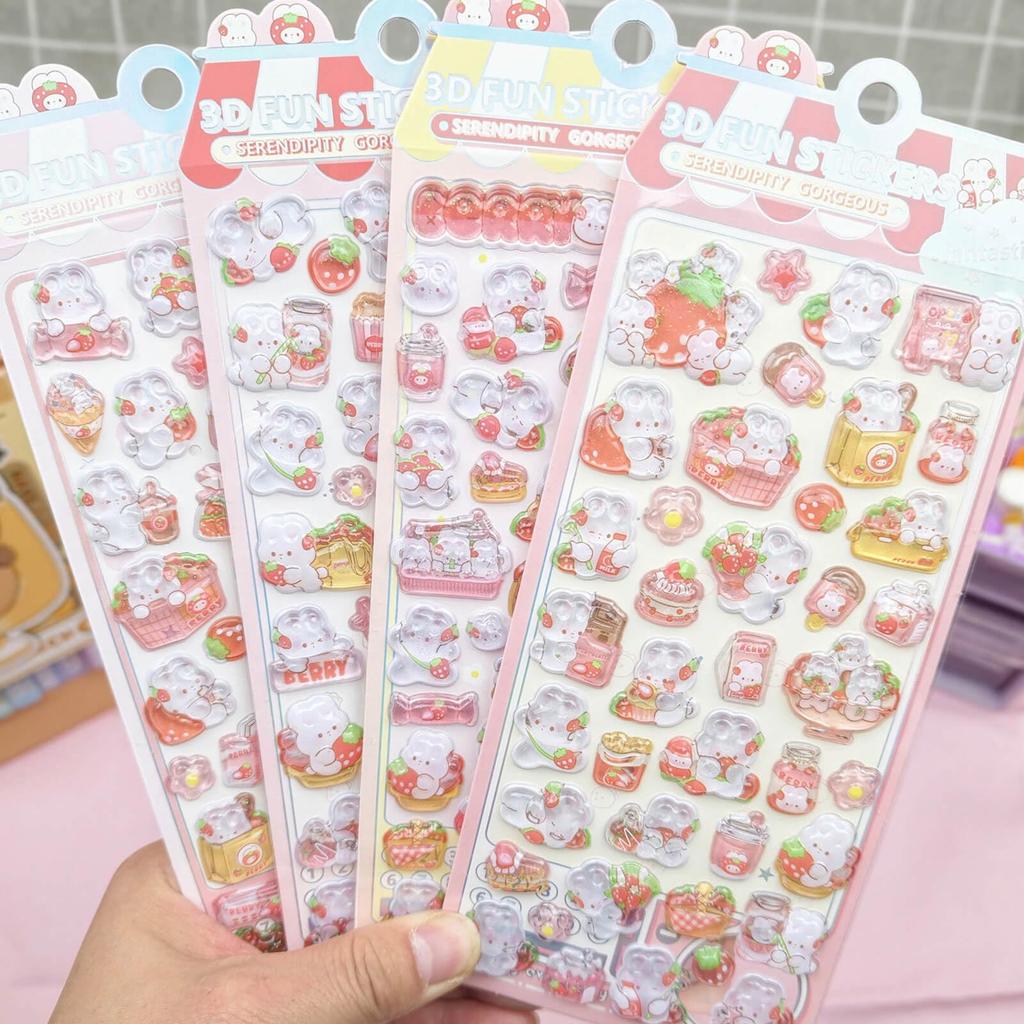 Набор из 4 3D Декоративных Наклеек с Блестками и Сияющим Кроликом Милые и Клейкие для Чехла Телефона DIY и Домашнего Бюджета Идеальный Подарок Дизайны. Телефоны,