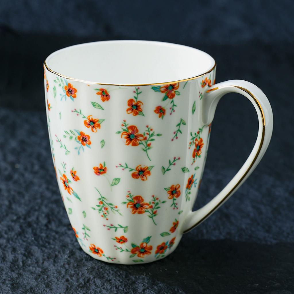 Vintage Floral Bone China Coffee Mug European Retro Rustic Tea Cup European English Afternoon Tea Mugs