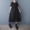 Черное винтажное новое платье больших размеров с коротким рукавом для женщин, повседневное свободное длинное летнее платье