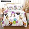 Пододеяльник с изображением мультяшной собаки, короля и королевы, комплект постельного белья с изображением щенка и животных, 2/3 предмета из полиэстера, чехол для одеяла