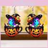 Themed Halloween Colorful Cartoon Ghost Pumpkin Pattern Women Earrings Acrylic
