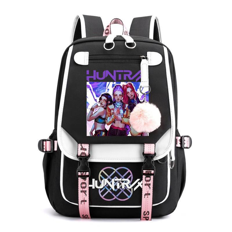 K-Pop Anime Printed Backpack Teens School Bag With Spine Support 20-35L Capacity Oxford Fabric Unisex College Style